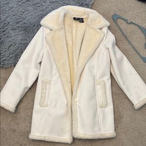 Cream Teddy Jacket with Textured Fuzzy Material